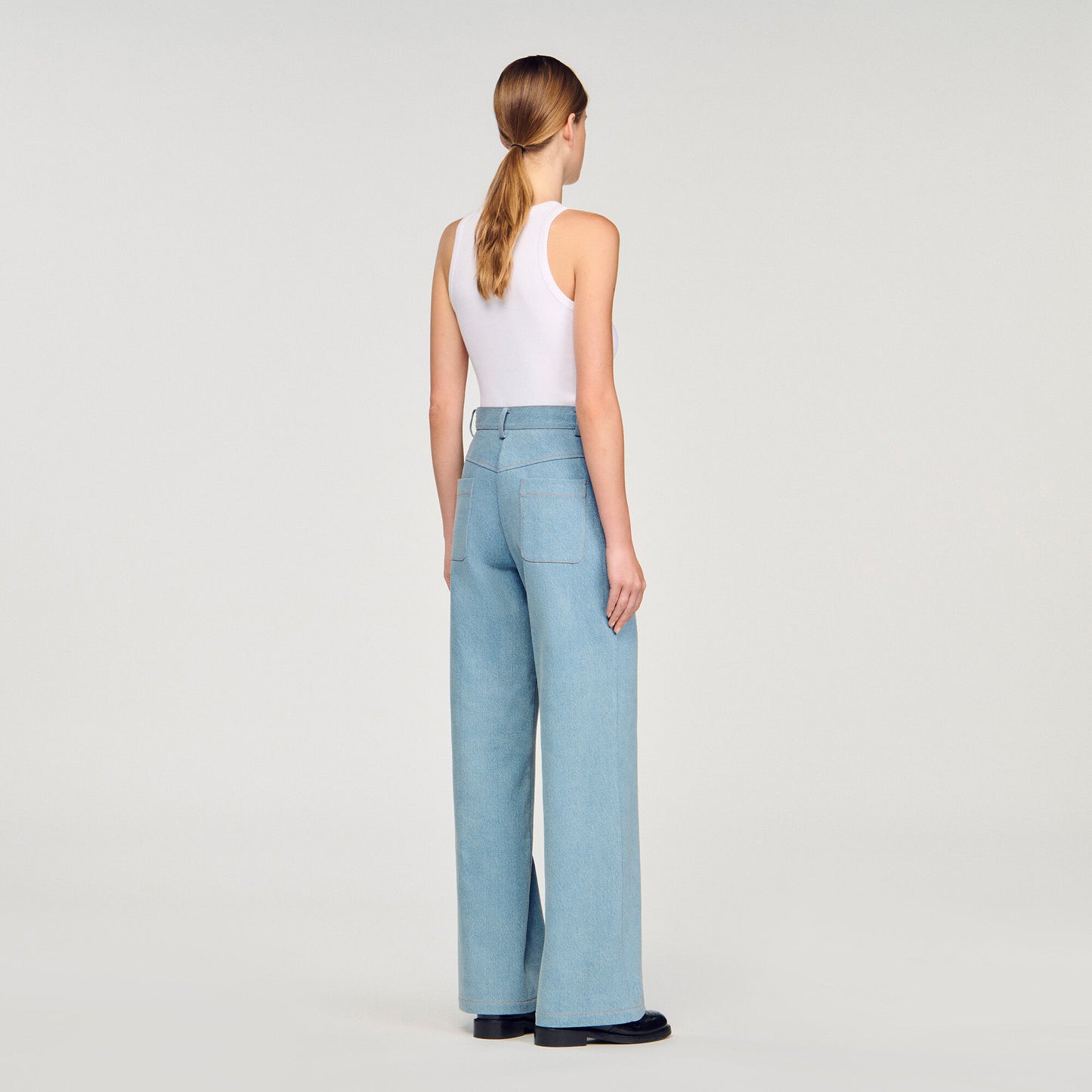 Eliam Faded High-Rise Wide-Leg Jeans Blue Jean