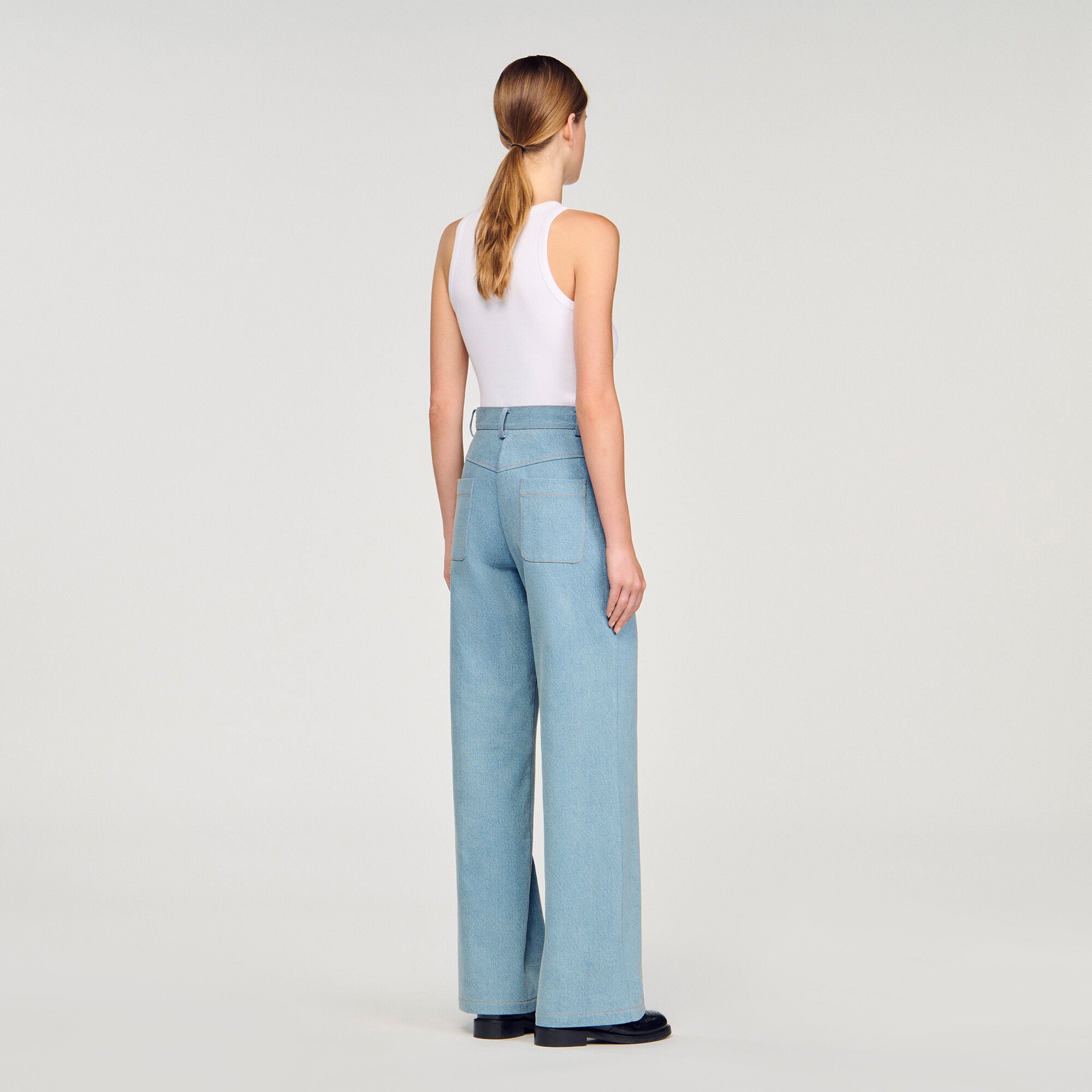 Eliam Faded High-Rise Wide-Leg Jeans Blue Jean