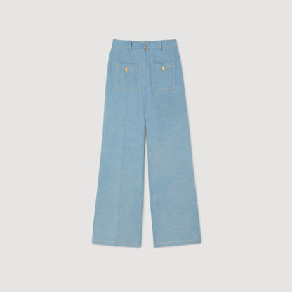 Eliam Faded High-Rise Wide-Leg Jeans Blue Jean