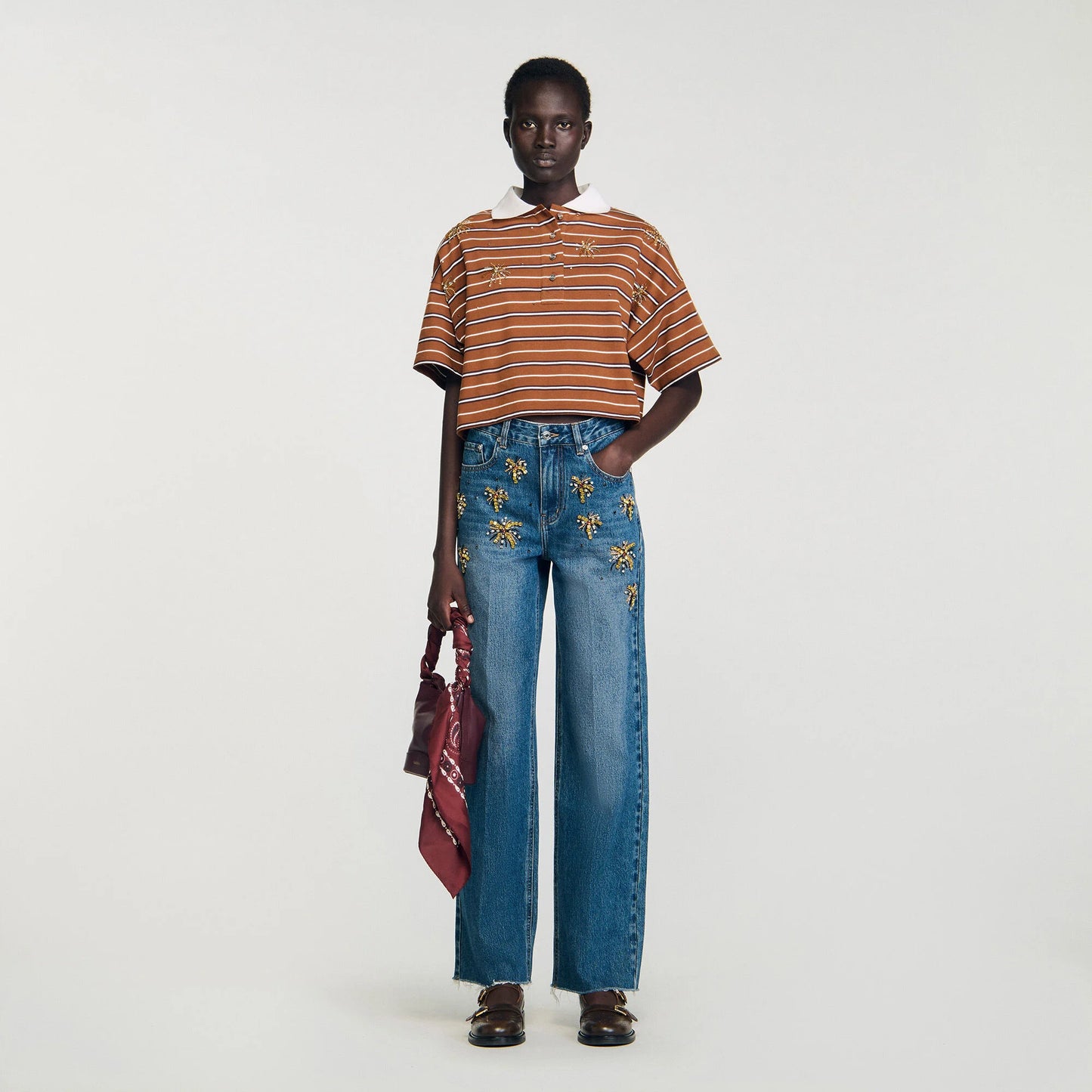 Palmtree Rhinestone Jeans Blue Jean