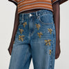 Palmtree Rhinestone Jeans Blue Jean
