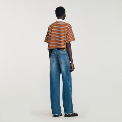 Palmtree Rhinestone Jeans Blue Jean