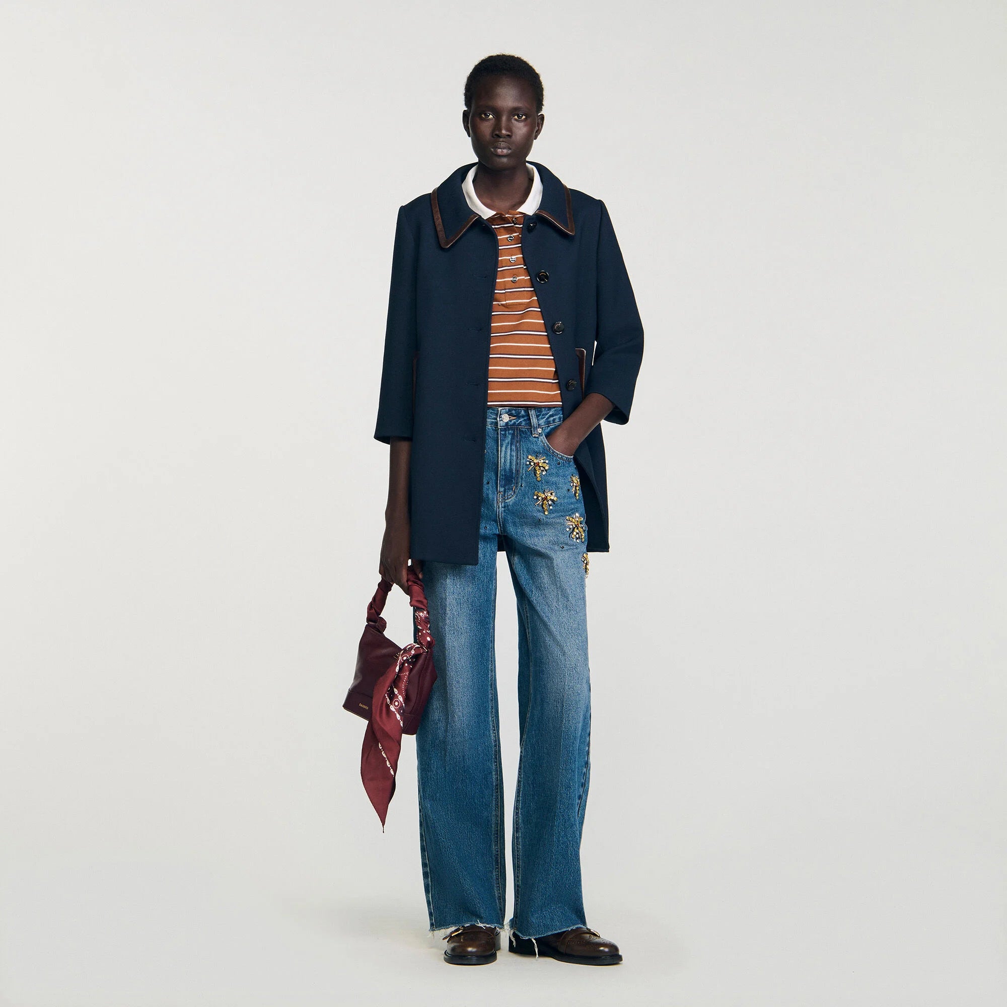 Palmtree Rhinestone Jeans Blue Jean