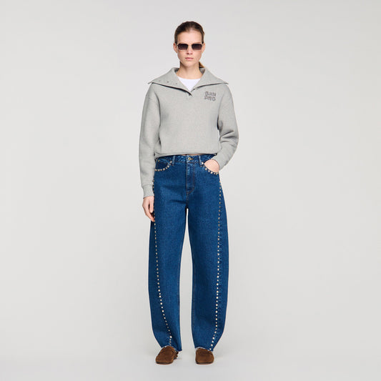 Tomy Rhinestone Barrel Jeans BLUE JEAN