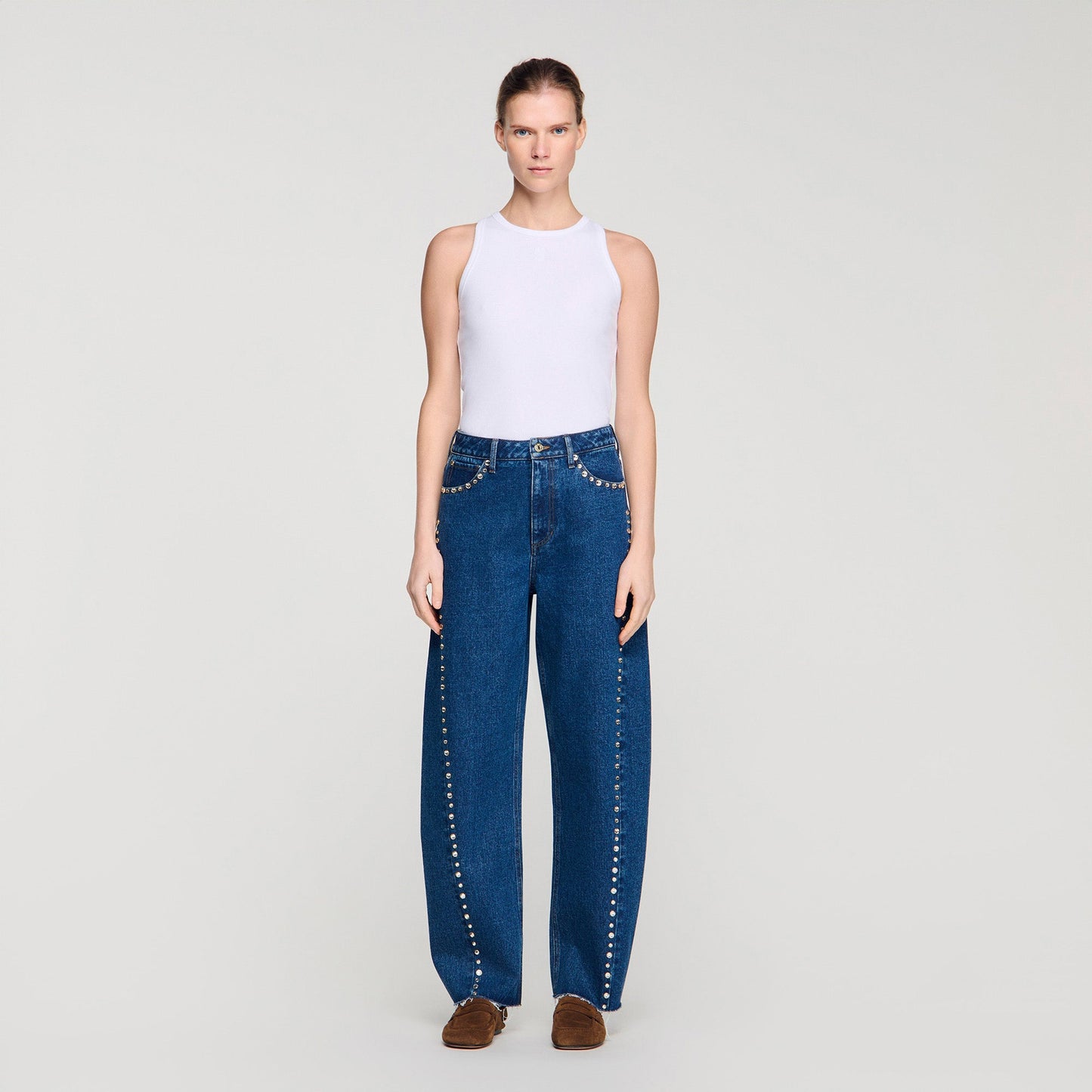 Tomy Rhinestone Barrel Jeans BLUE JEAN