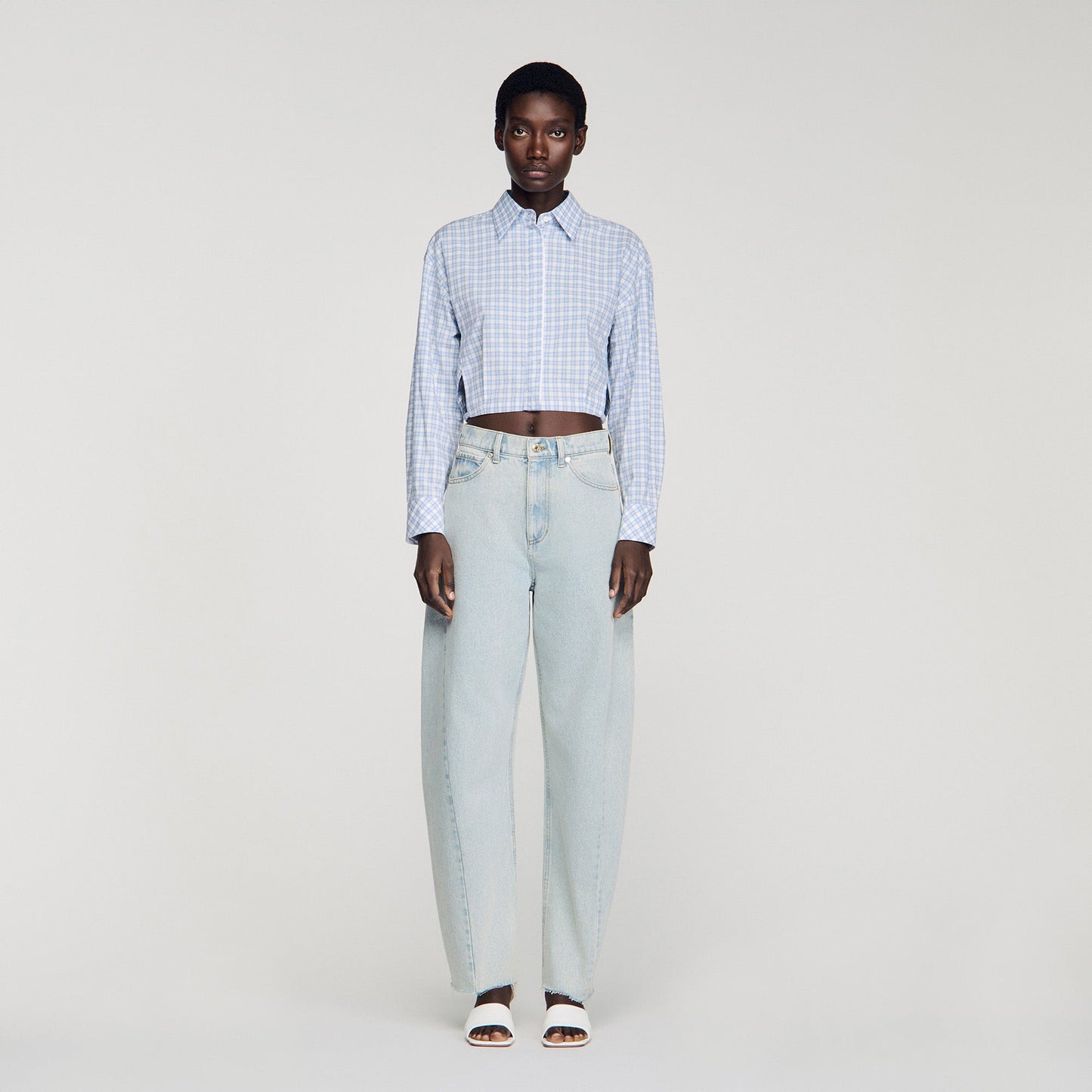 Ethan Faded Barrel Cotton Jeans Sky Blue