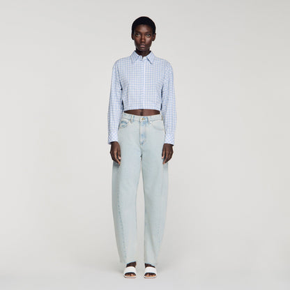 Ethan Faded Barrel Cotton Jeans Sky Blue