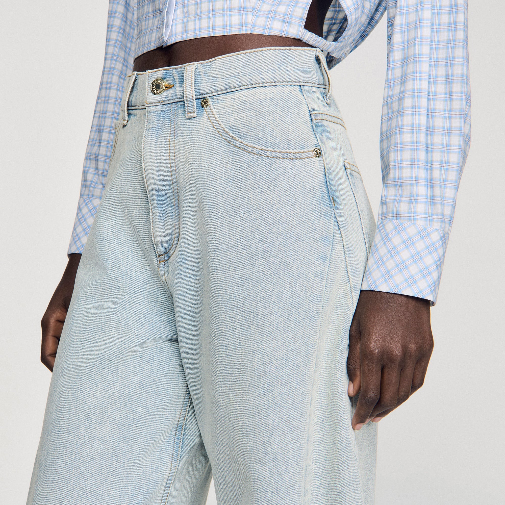 Ethan Faded Barrel Cotton Jeans Sky Blue