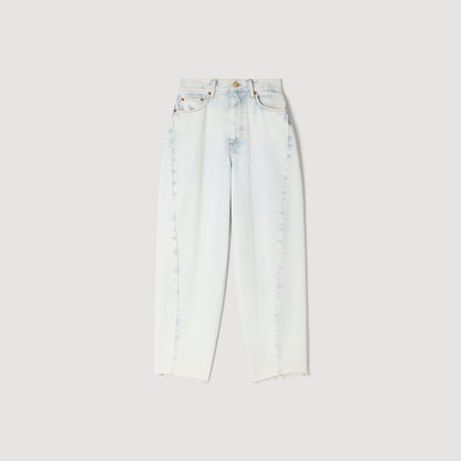 Ethan Faded Barrel Cotton Jeans Sky Blue