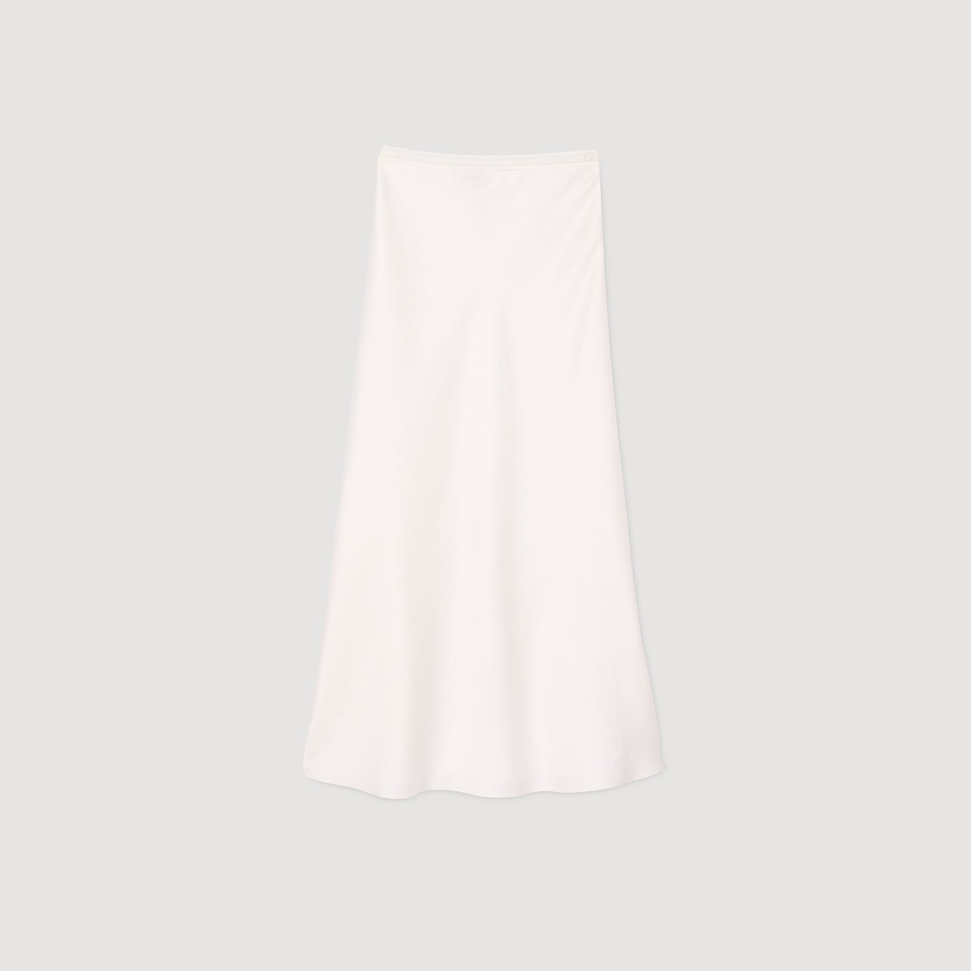 Long Satin-Effect Skirt Ecru