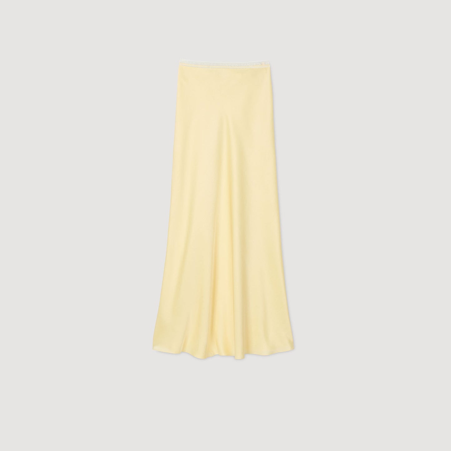 Long Satin-Effect Skirt Yellow