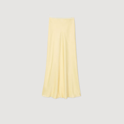 Long Satin-Effect Skirt Yellow