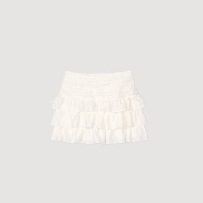 Froufrou Short Ruffled Skirt White