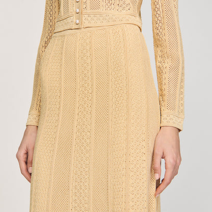 Gold Long Decorative Knit Skirt