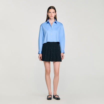 Henriette Short Tweed Pleated Skirt Black