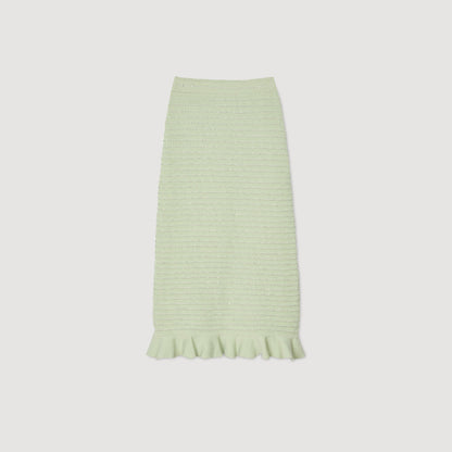 Decorative Knit  Skirt Vert Amande