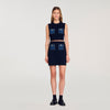 Isolda Short Knit And Denim Skirt Navy Blue