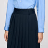 Theana Long Pleated Skirt Navy Blue