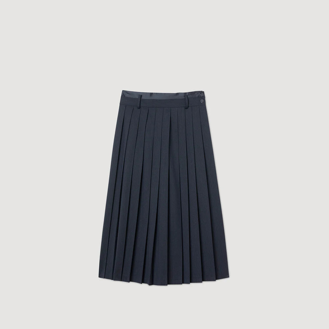 Theana Long Pleated Skirt Navy Blue