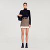 Leiana Short Skirt With Frill And Belt Brown