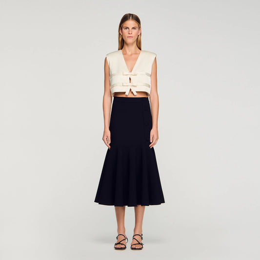 Amorea Long Ruffled Skirt Black