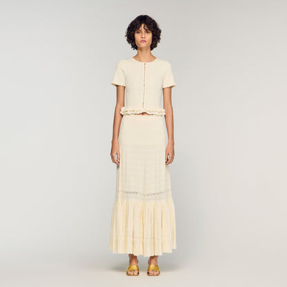 Aria Long Knit Skirt Ecru