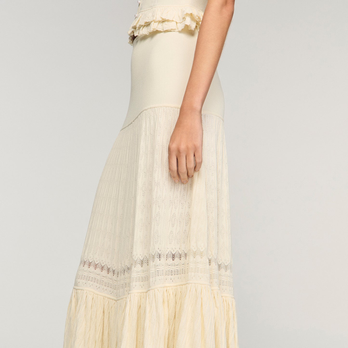 Aria Long Knit Skirt Ecru
