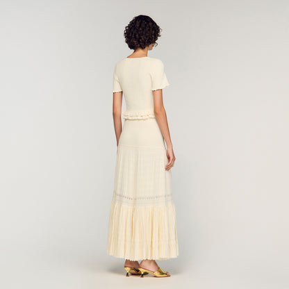 Aria Long Knit Skirt Ecru