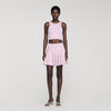 Tea Short Rhinestone Knit Skirt Mauve
