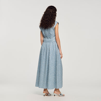 Isea Long Sequined Skirt Blue