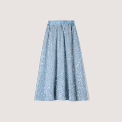 Isea Long Sequined Skirt Blue