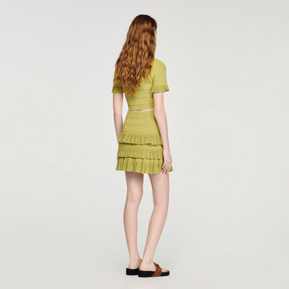 Elenora Short Ruffled Skirt Green