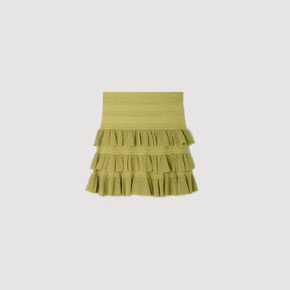 Elenora Short Ruffled Skirt Green