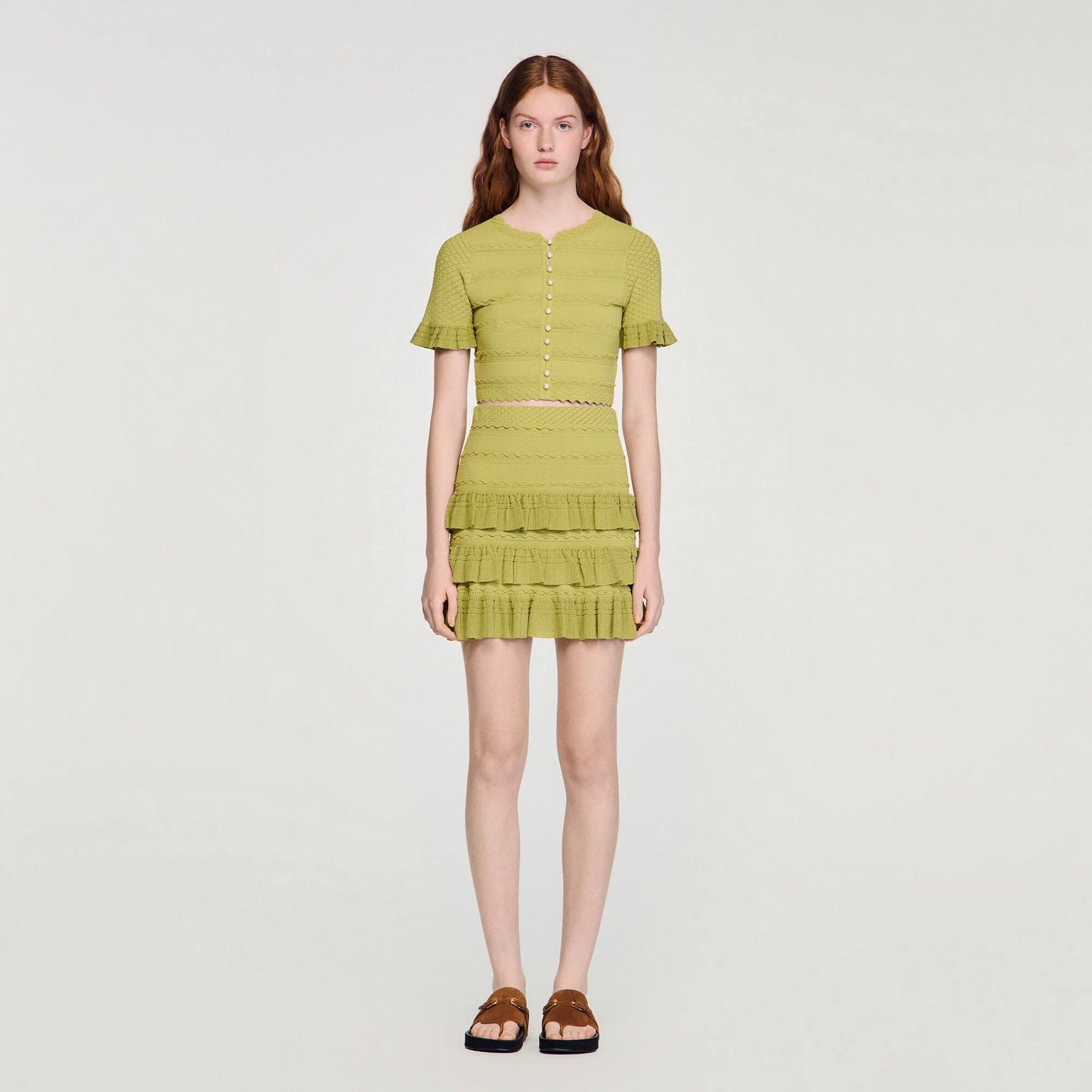 Elenora Short Ruffled Skirt Green