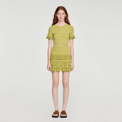 Elenora Short Ruffled Skirt Green