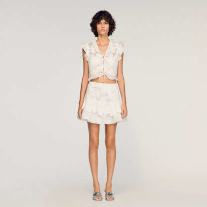 Nayla Short Guipure Skirt White