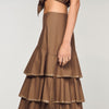 Telia Long Ruffled Rhinestone Skirt Brown
