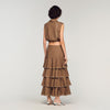 Telia Long Ruffled Rhinestone Skirt Brown