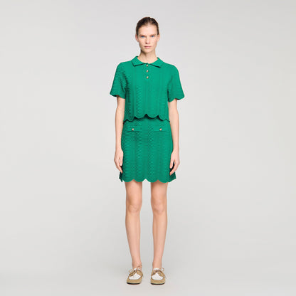 Bamba Short Decorative Knit Skirt EMEURAUDE GREEN