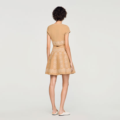 Amalfi Short Skirt With Scarf Embroidery Beige
