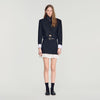 Olivandra Short striped ruffled skirt Black