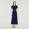 Hedda Pointelle knit maxi skirt Navy Blue