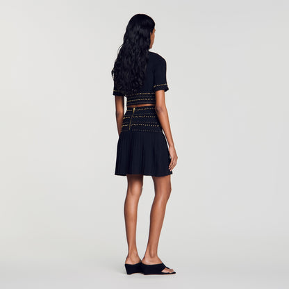 Loria Short skirt with tassels Black