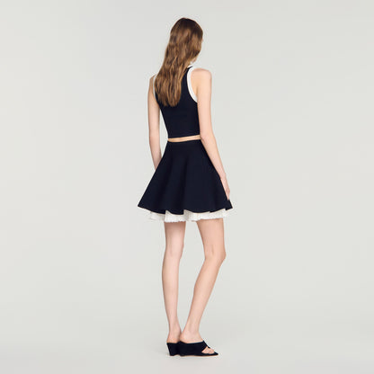 Maravilla Two-tone knit skirt Black