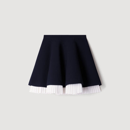 Maravilla Two-tone knit skirt Black