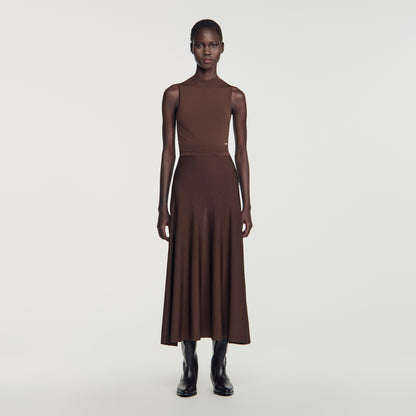 Giovanna Long sheer-effect skirt Brown