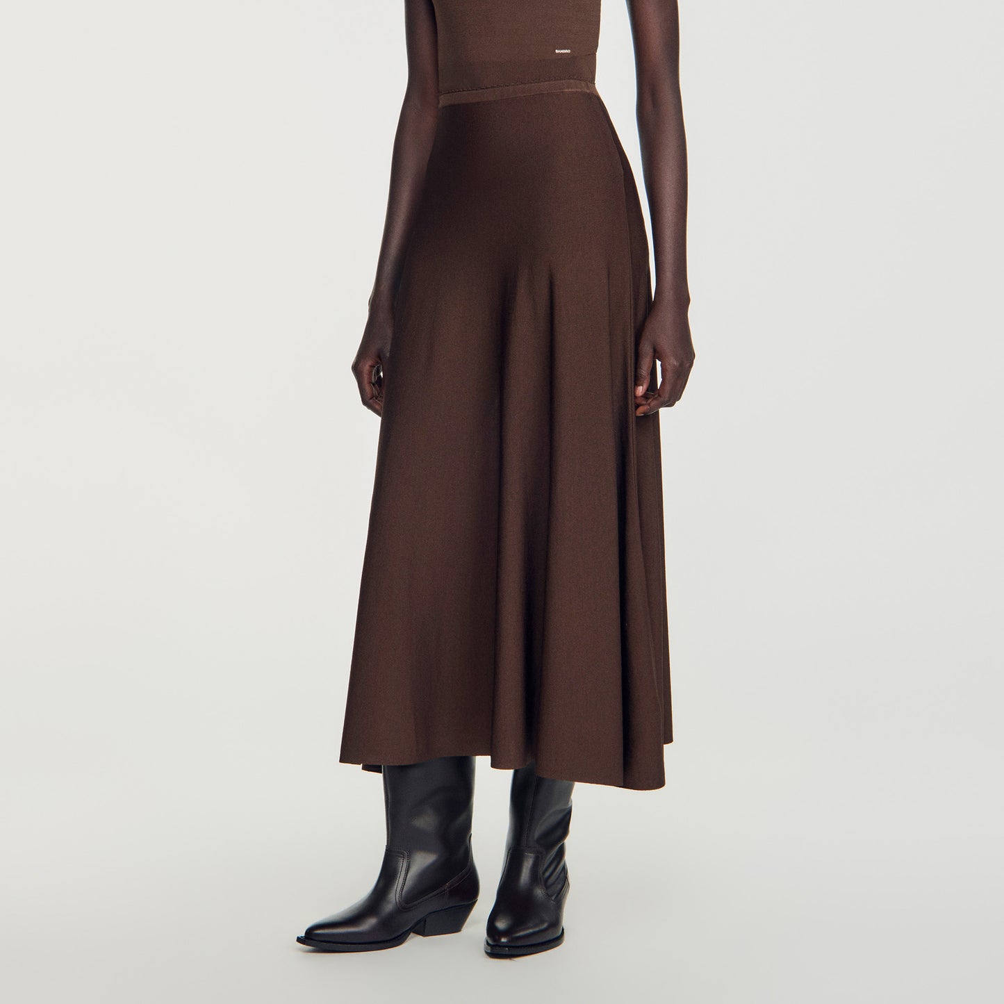 Giovanna Long sheer-effect skirt Brown
