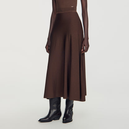 Giovanna Long sheer-effect skirt Brown