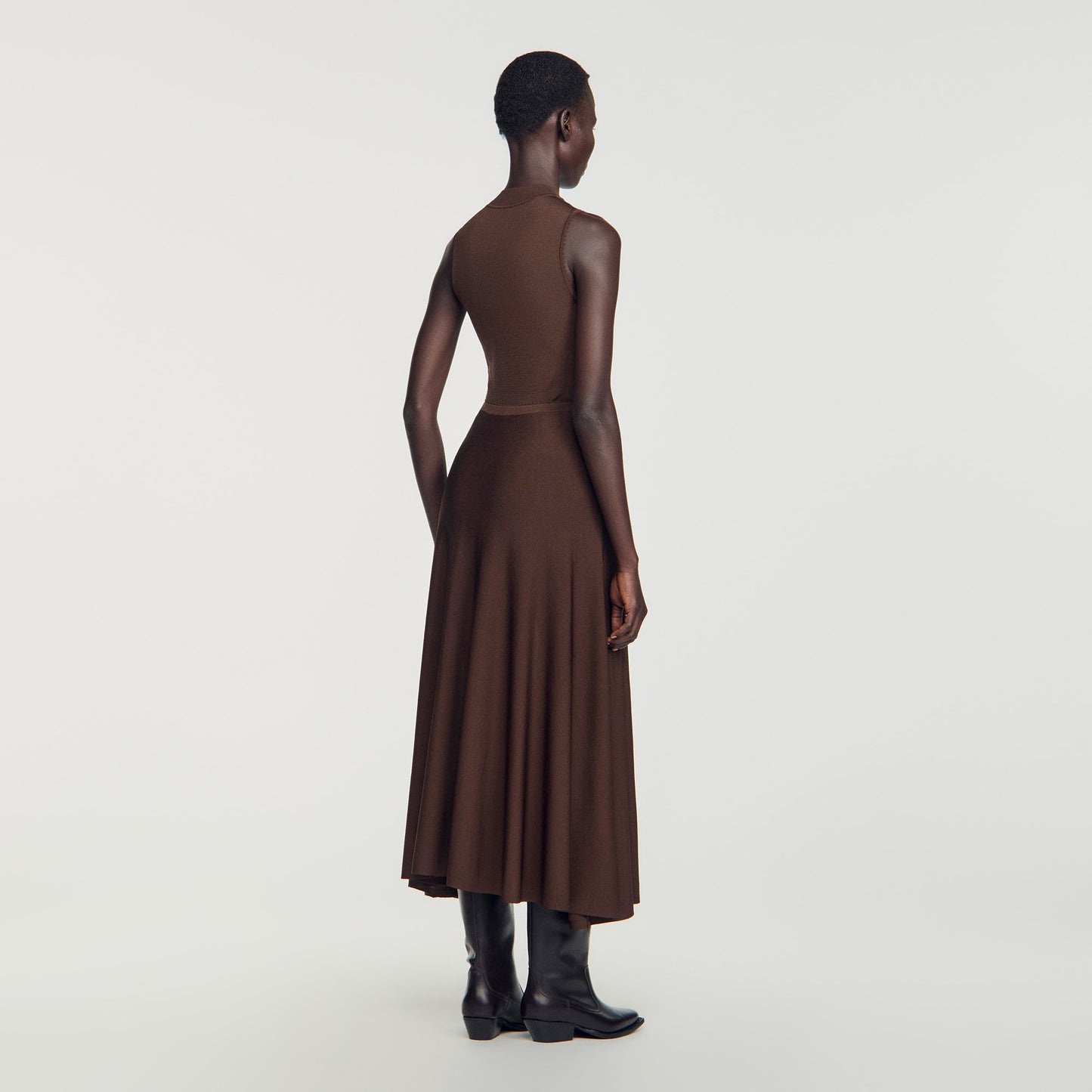 Giovanna Long sheer-effect skirt Brown