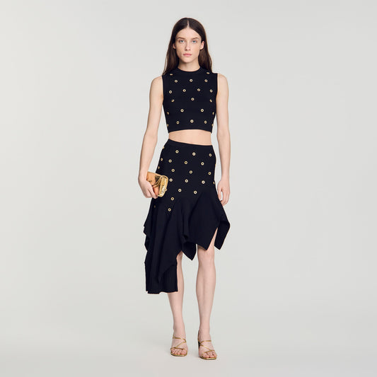 Bellasina Studded Knit Skirt Black